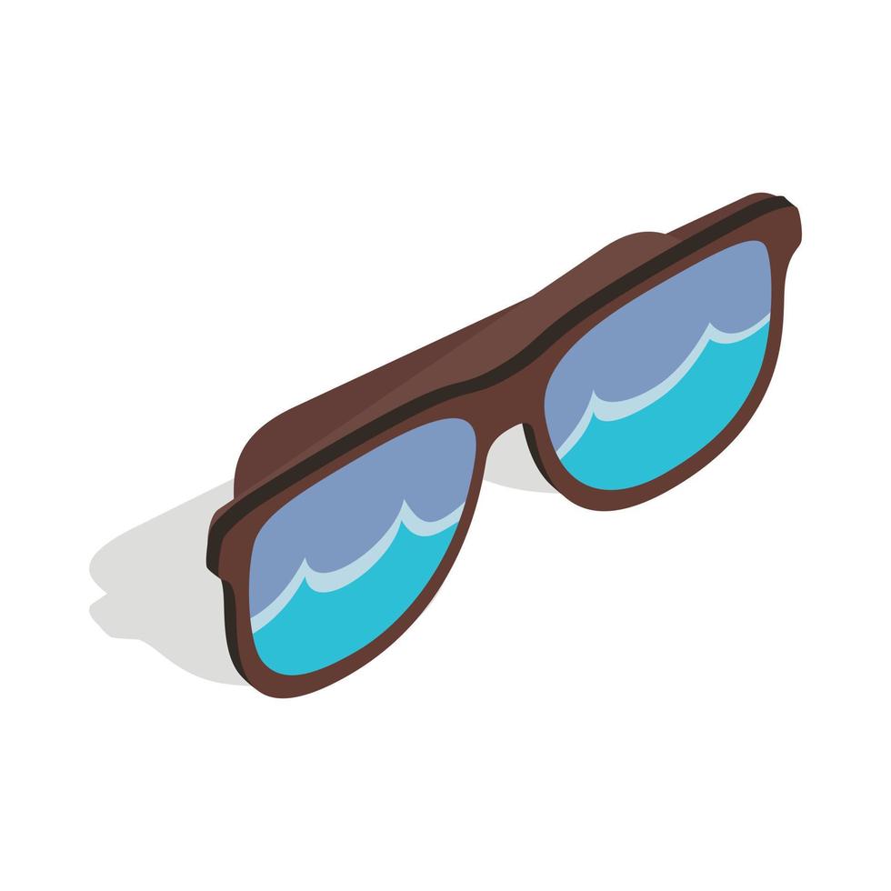 Black sunglasses with a beach reflecting icon vector
