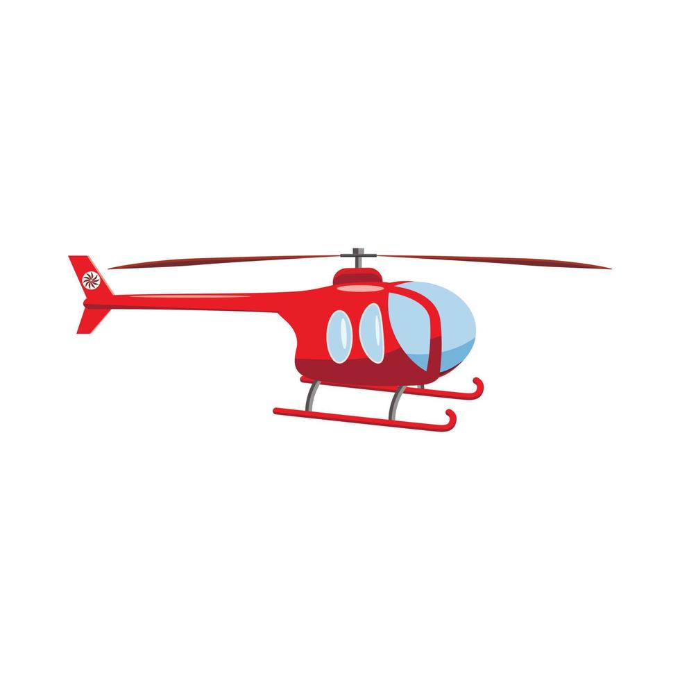 Red helicopter icon, cartoon style vector