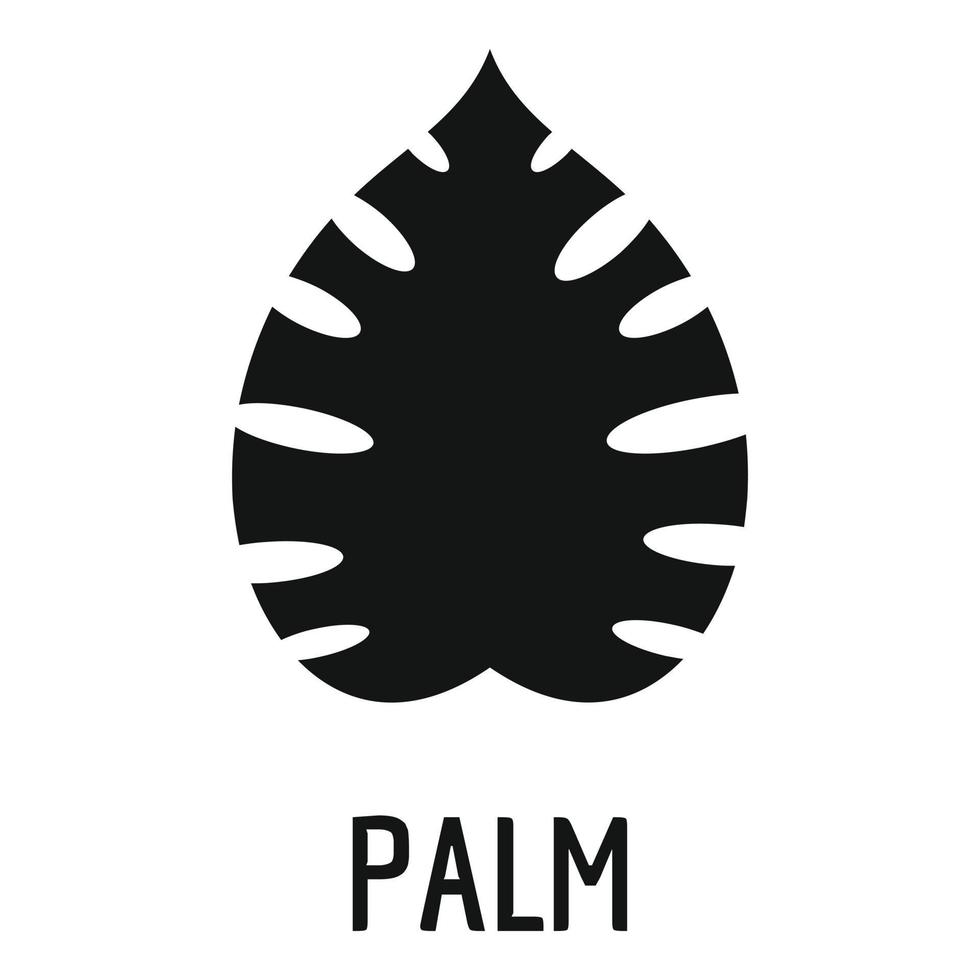 Palm leaf icon, simple black style vector