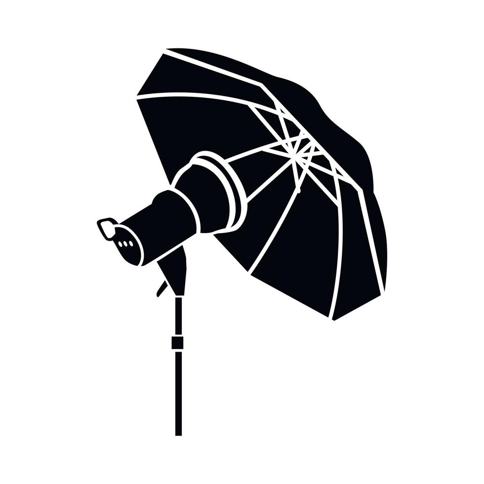 flash de estudio con icono de paraguas en estilo simple vector