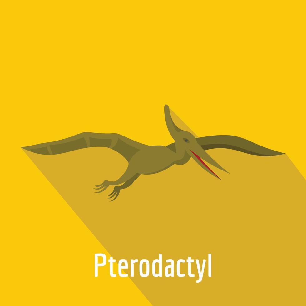 Pterodactyl icon, flat style. vector