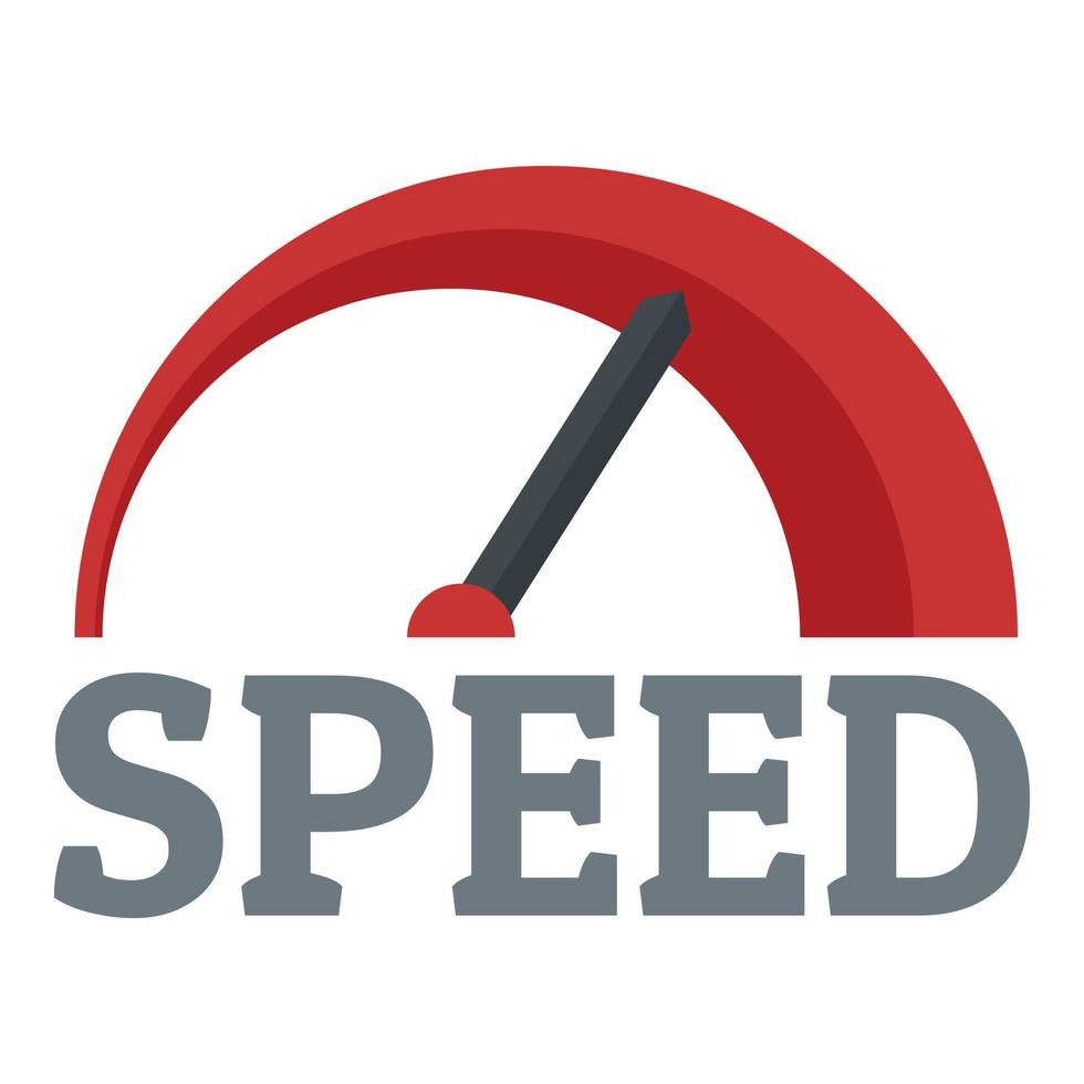 Red speedometer logo, flat style vector
