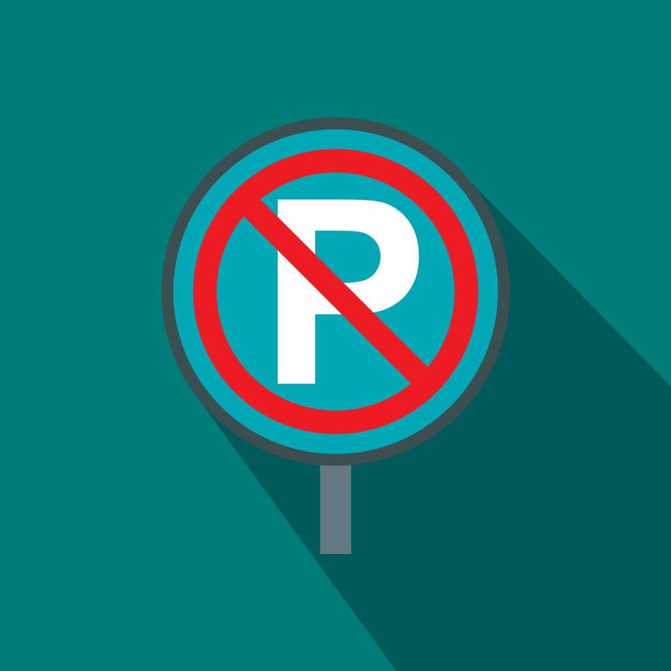 No parking sign icon, flat style vector