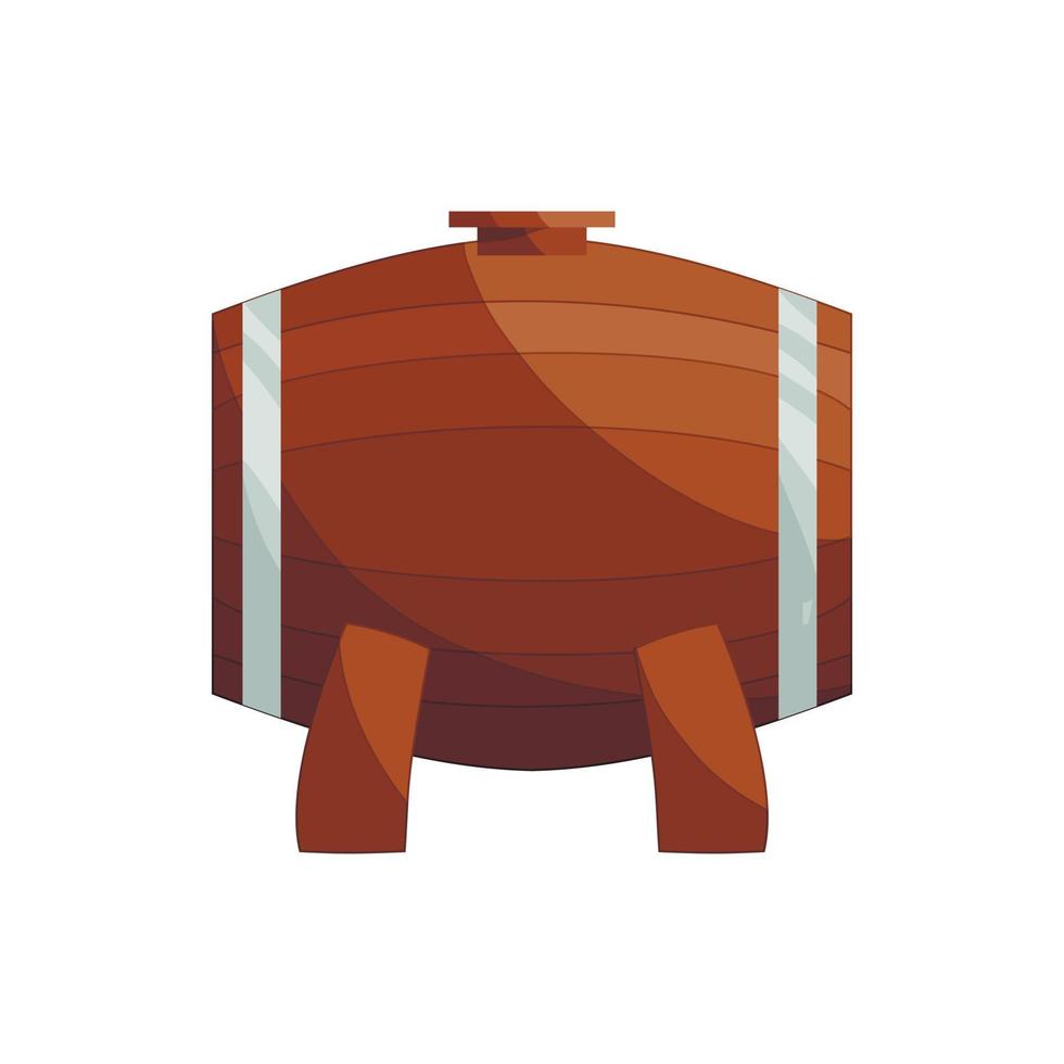 Wooden barrel on a legs icon, cartoon style vector
