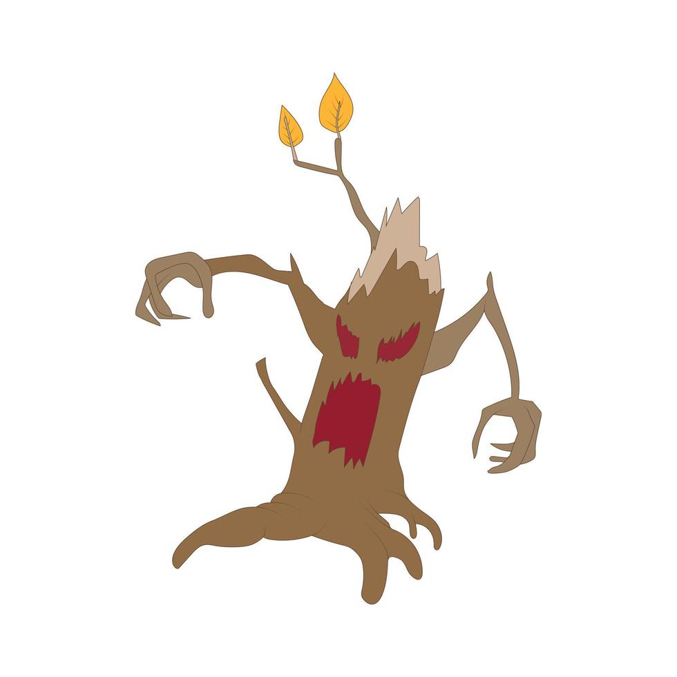 icono de árbol de miedo de halloween, estilo de dibujos animados vector