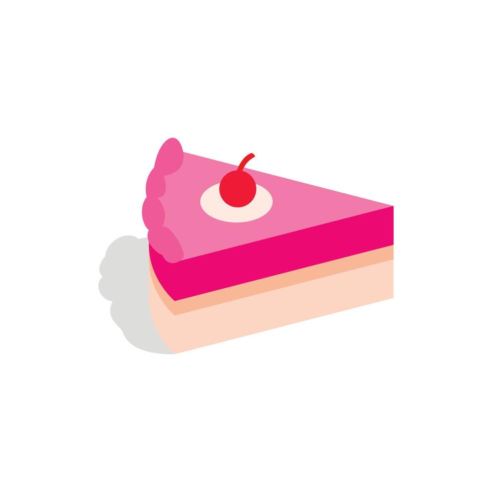Piece of cake icon, isometric 3d style vector