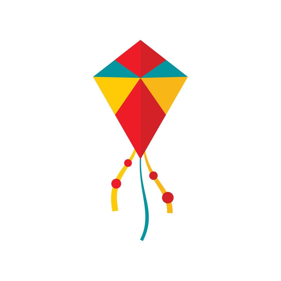 Summer kite icon, flat style vector