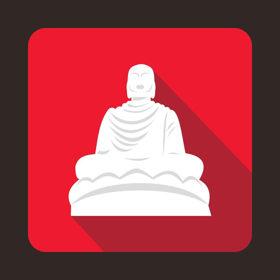Buddha statue icon, flat style vector