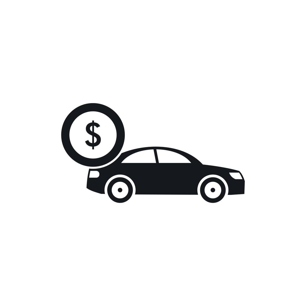 icono de coche y signo de dólar, estilo simple vector