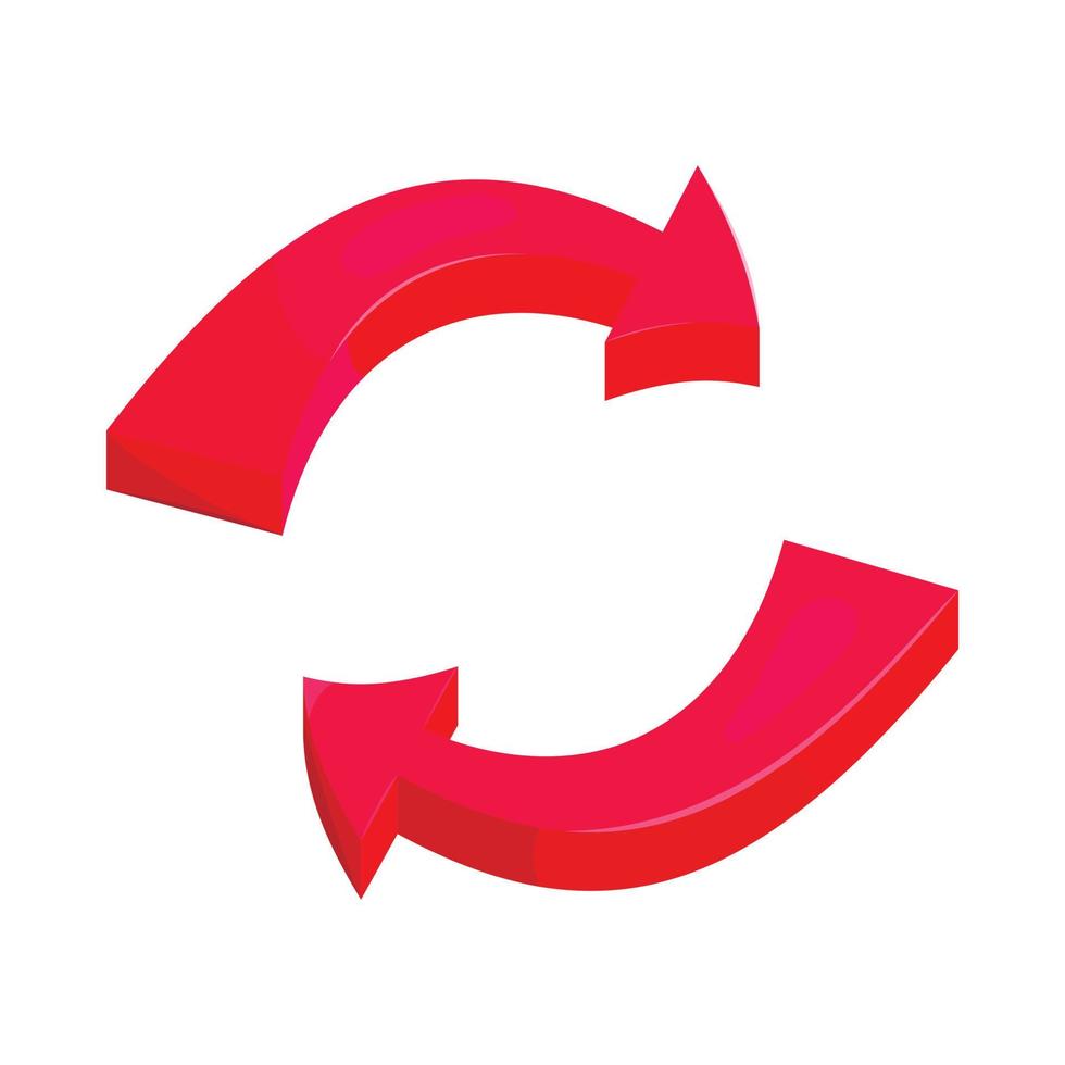 Red refresh arrows icon in cartoon style vector