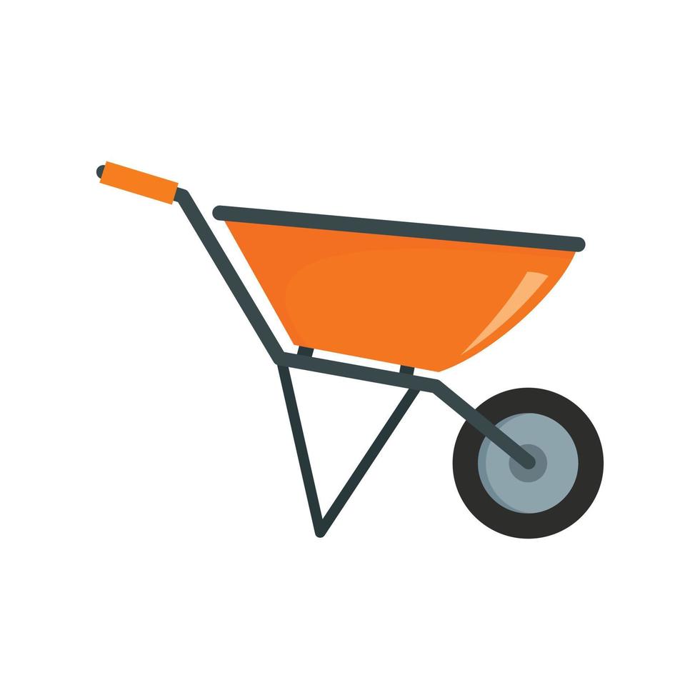 Construction wheelbarrow icon, flat style vector