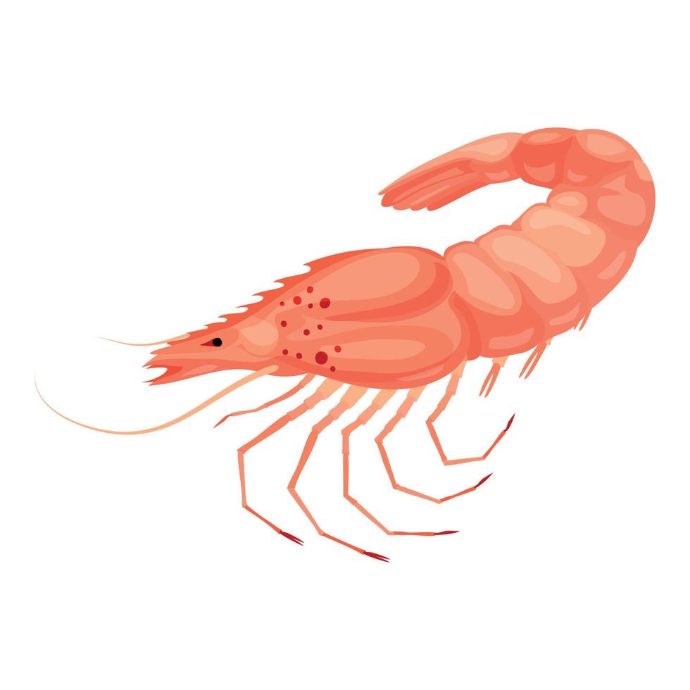 icono de camarones, estilo de dibujos animados vector