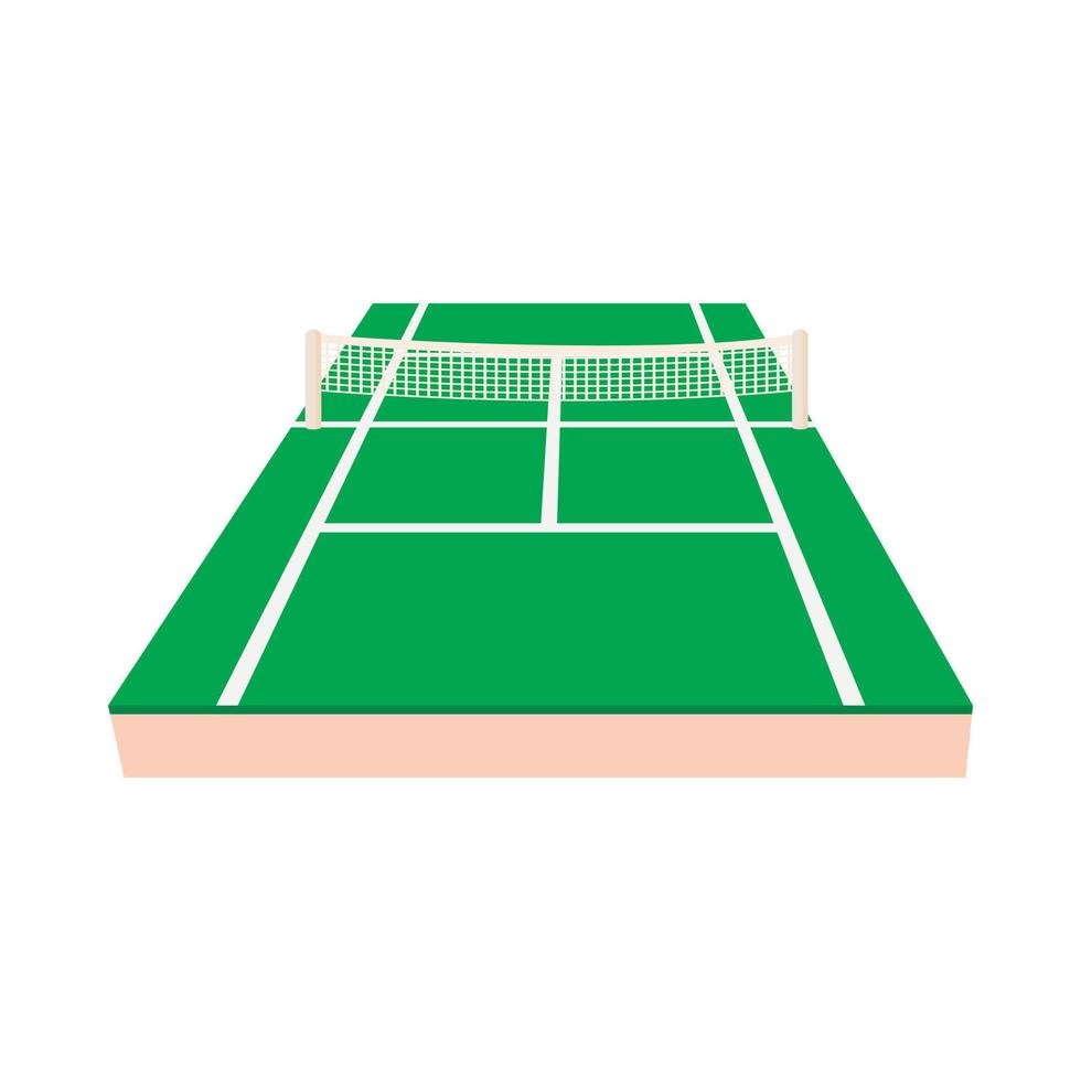 icono de cancha de tenis verde, estilo de dibujos animados vector