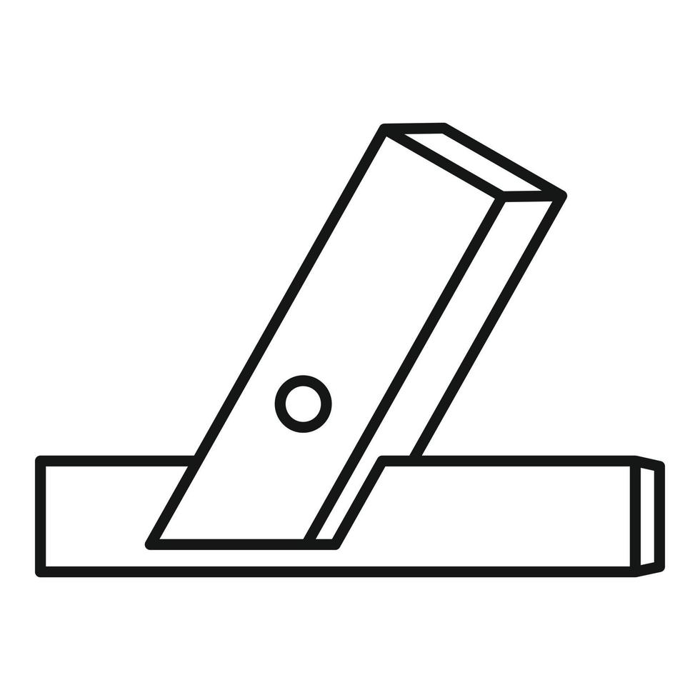 icono de herramienta de ángulo de madera, estilo de contorno vector
