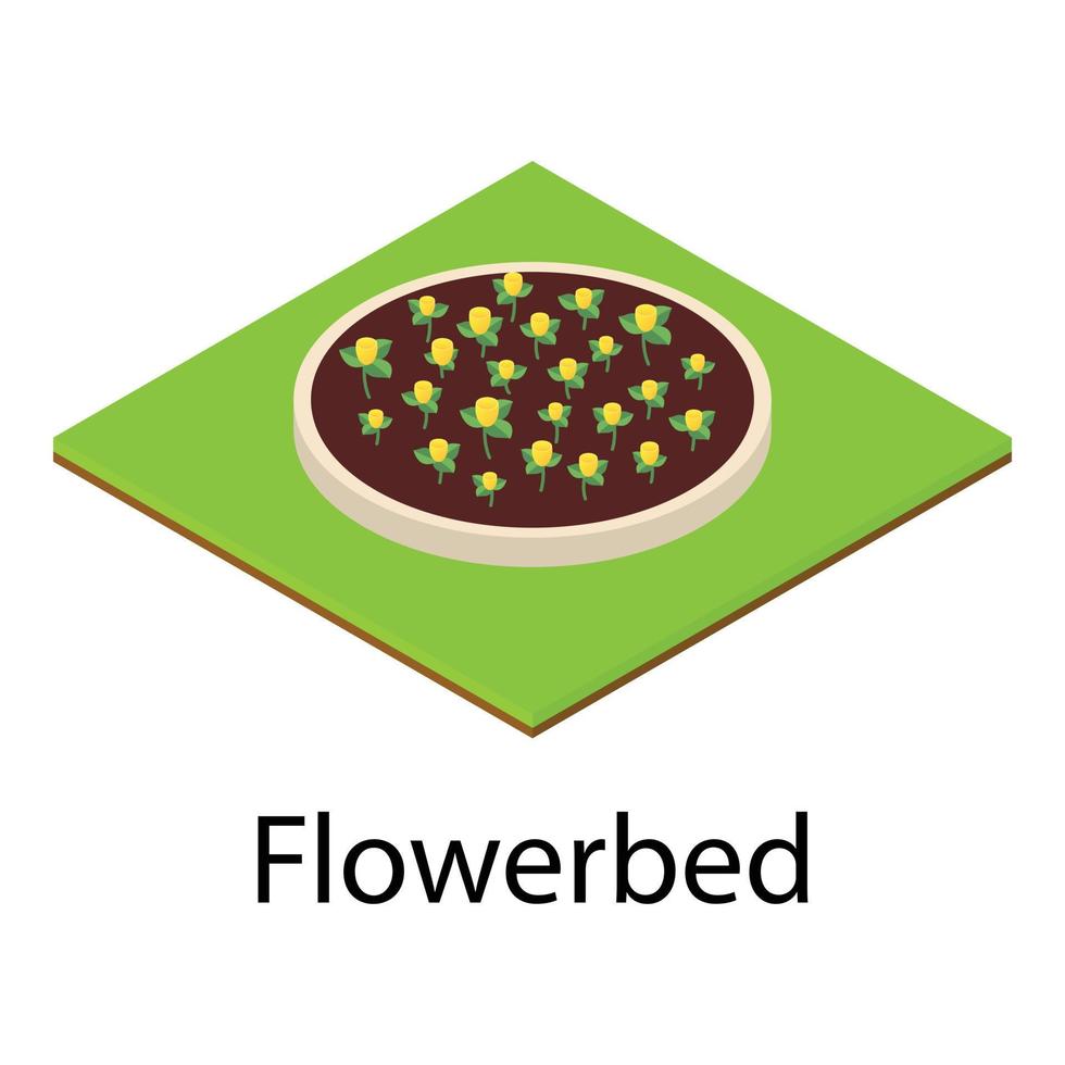 Flowerbed icon, isometric style vector