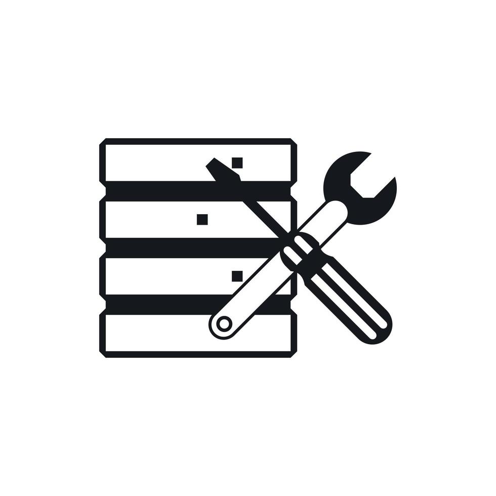 Database with screwdriverl and spanner icon vector