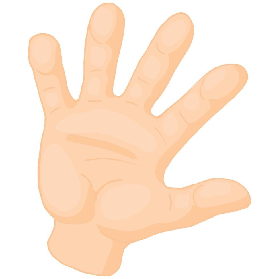 Opened palm of the hand icon, cartoon style vector