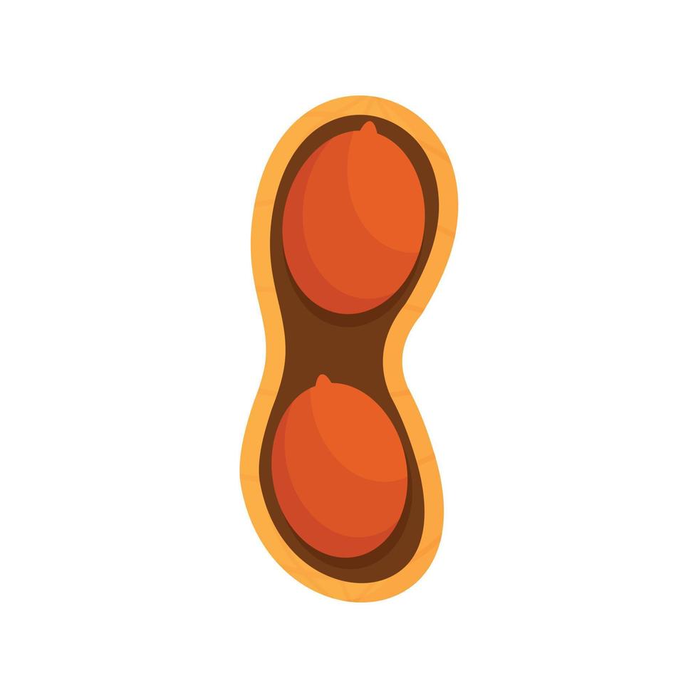 Half of peanut icon, flat style vector