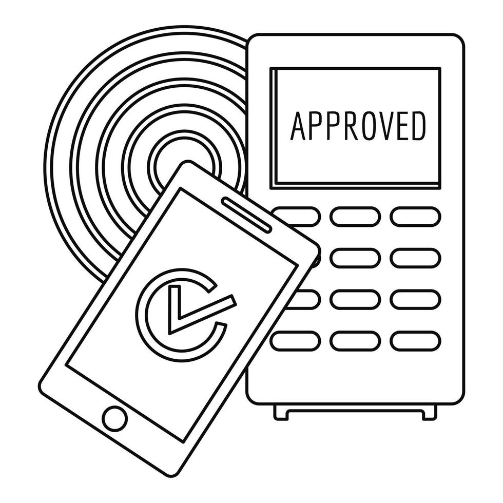 Approved terminal payment icon, outline style vector