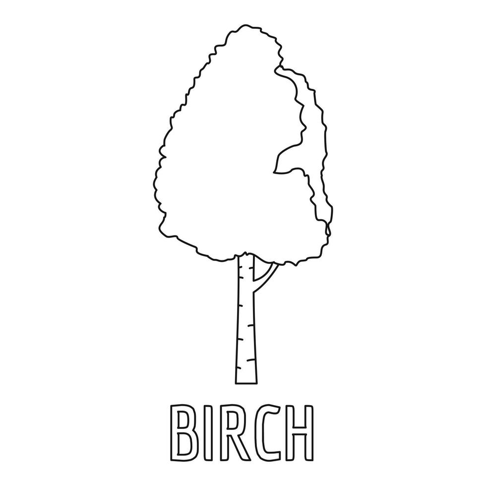 Birch icon, outline style. vector