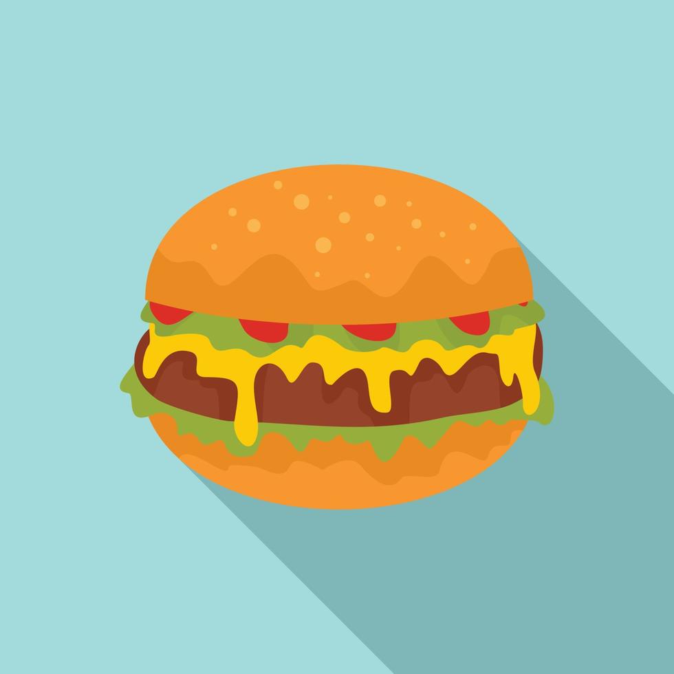 Cheeseburger icon, flat style vector
