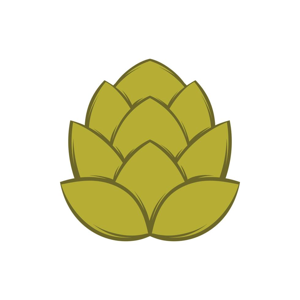 Hop cone icon, cartoon style vector