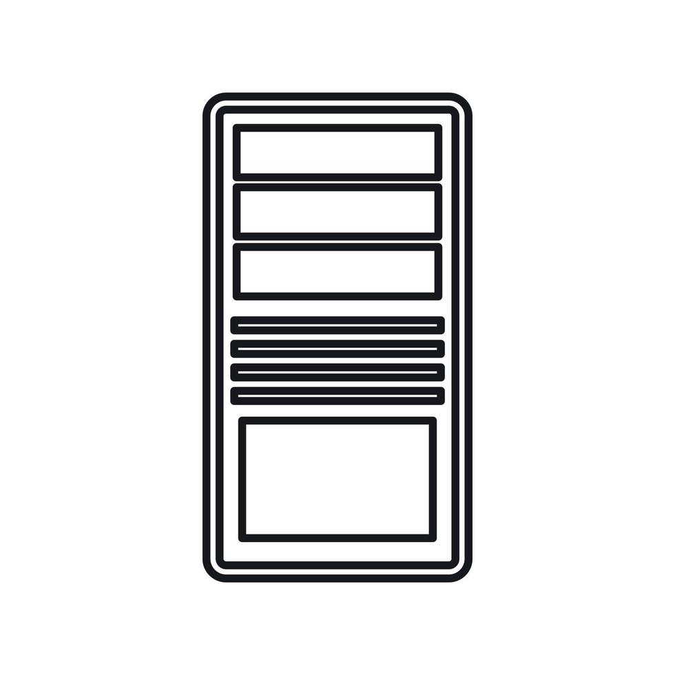 Black computer system unit icon, outline style vector