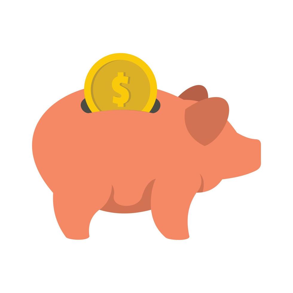 Pig money icon, flat style vector