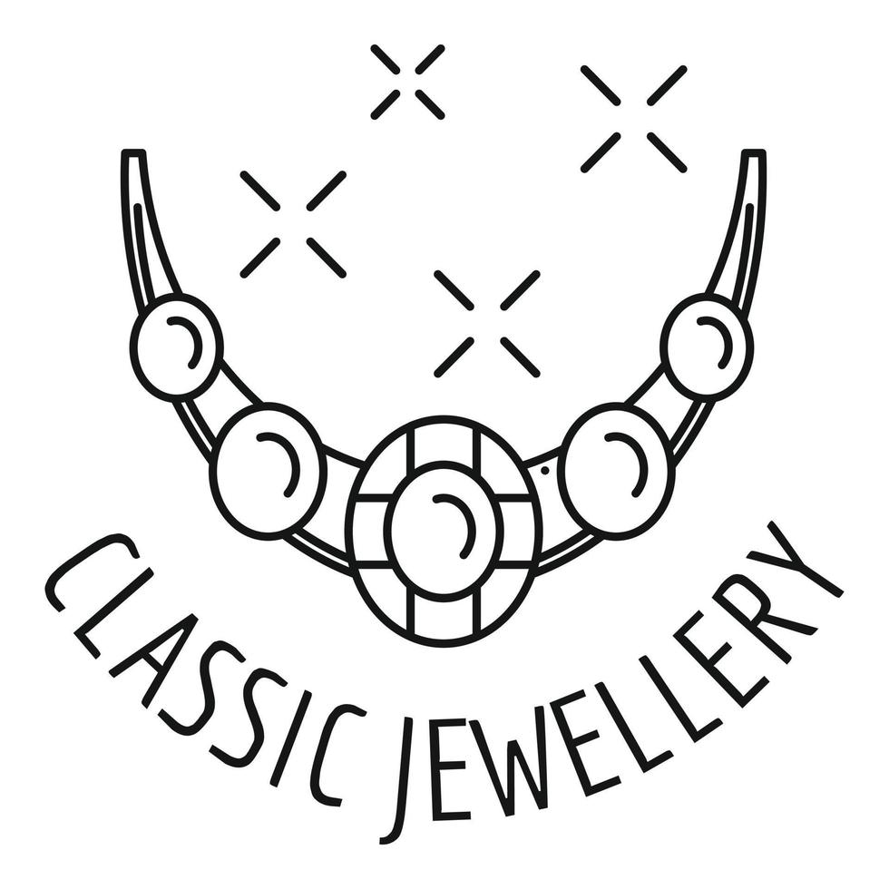 Classic jewellery logo, outline style vector