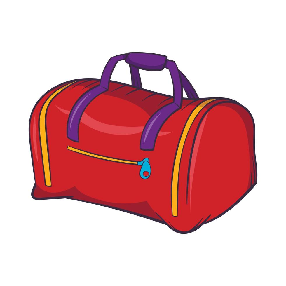 Red sports bag icon, cartoon style vector