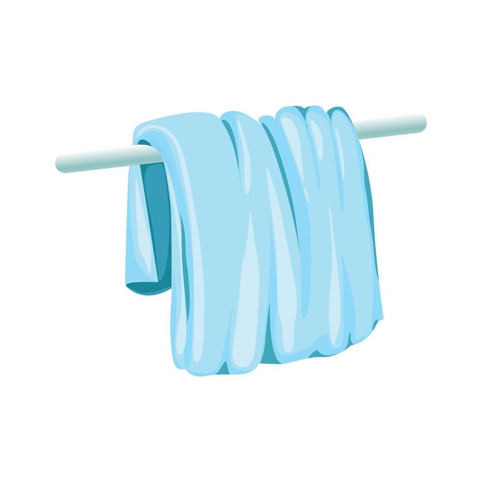 Blue towel on hanger icon, cartoon style vector