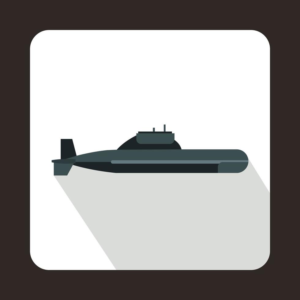 Military submarine icon, flat style vector