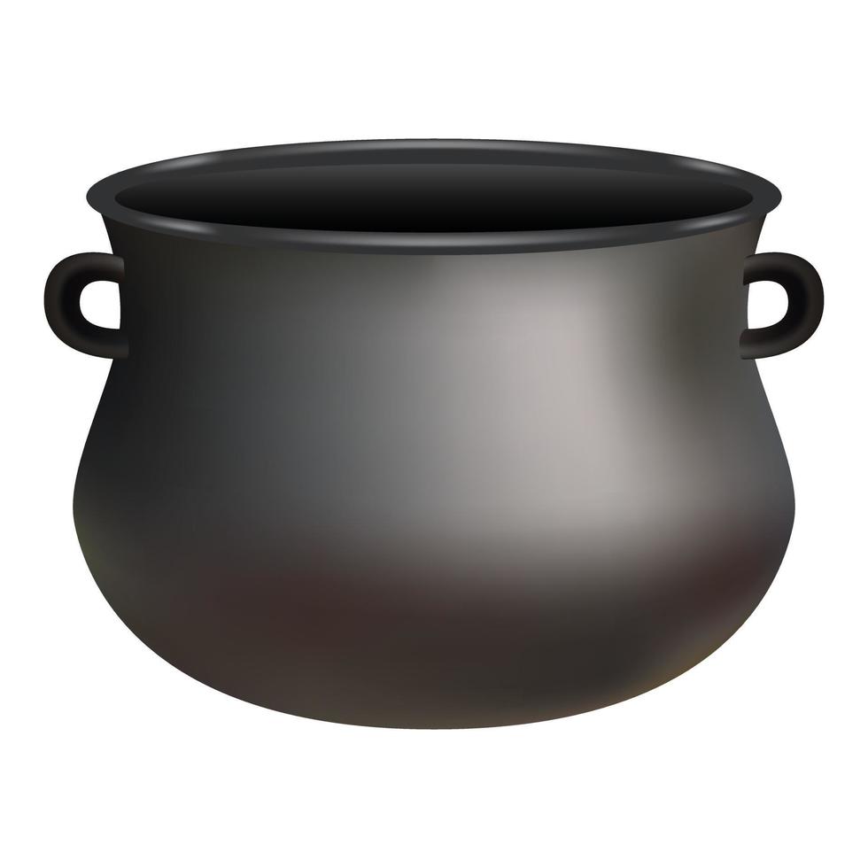 Black cauldron mockup, realistic style vector