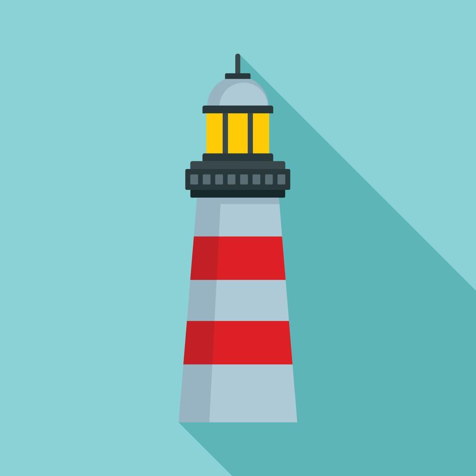 Coast lighthouse icon, flat style vector