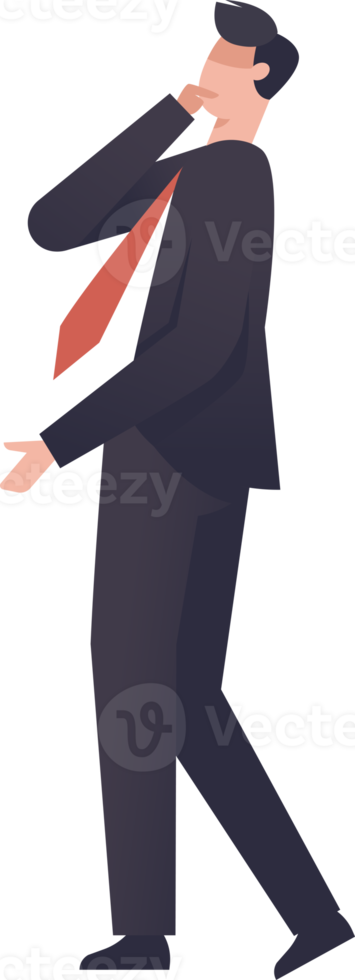 Businessman thinking. Man in dark suit standing a making decision. png