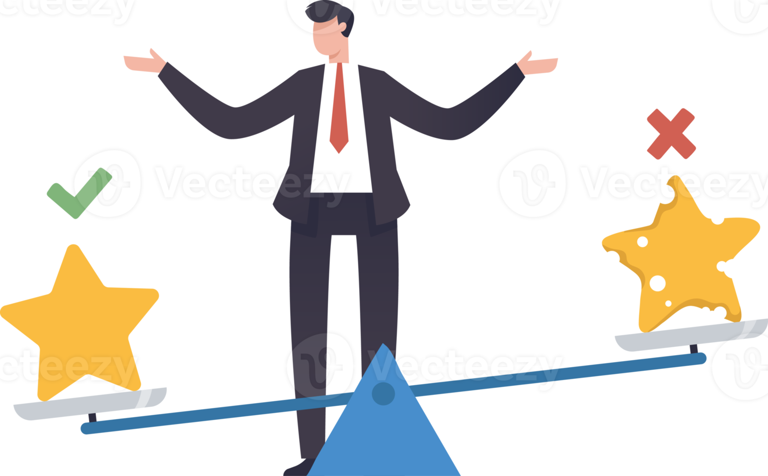 Quality vs quantity, management to assure excellent work outcome, working attitude to deliver superior result concept. illustration png