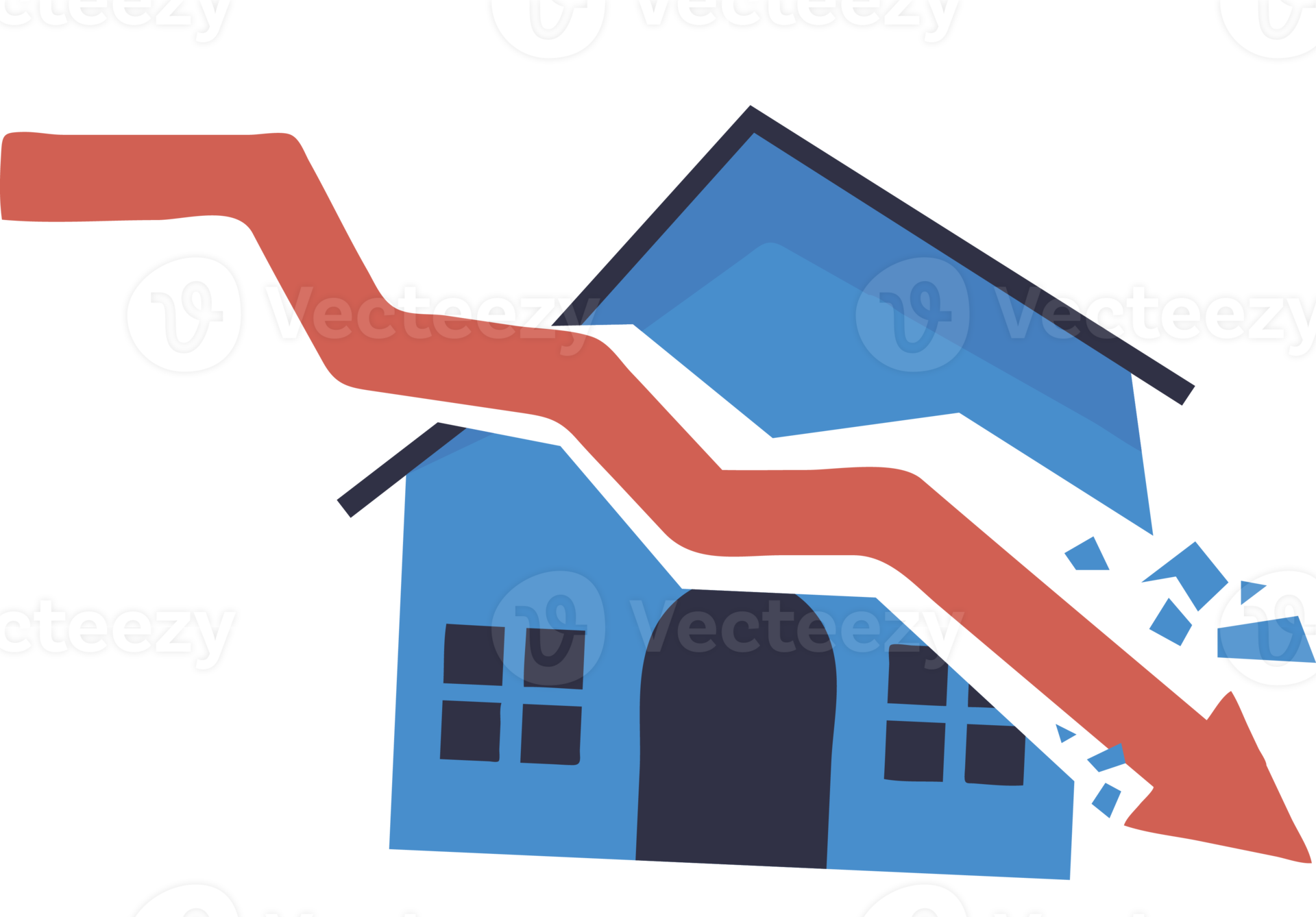 Housing crisis, Real estate debt or property prices drop. The concept