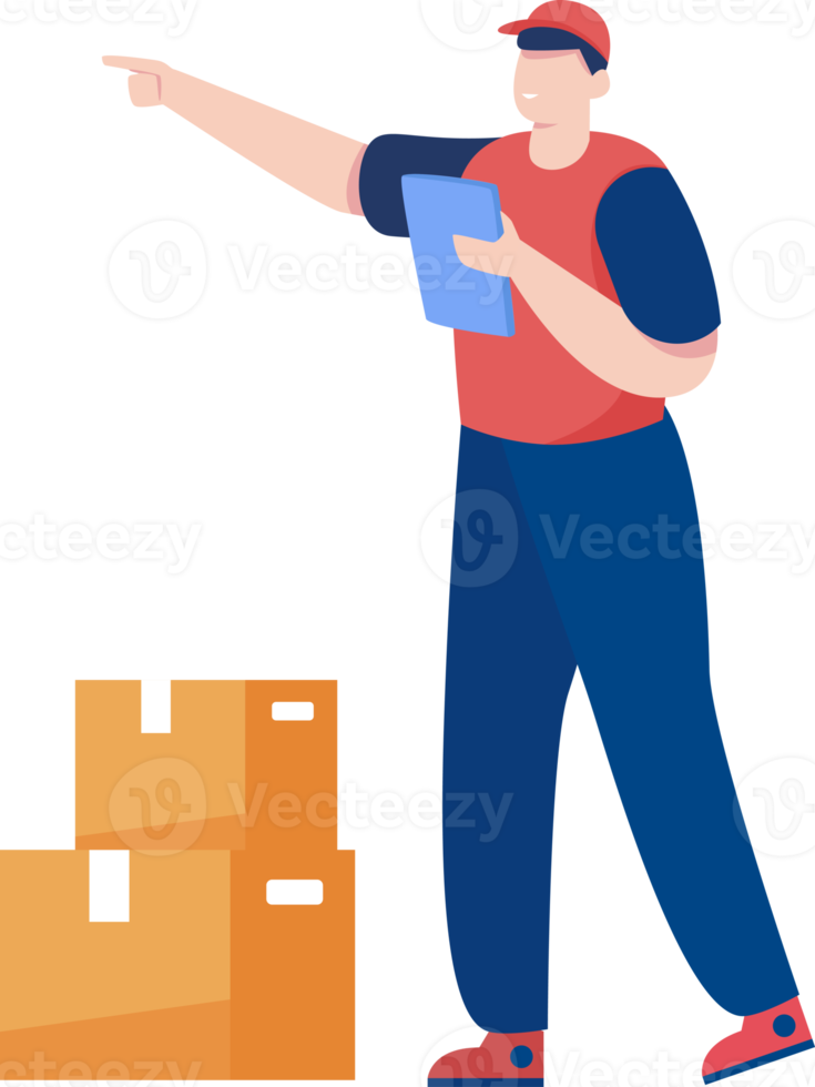 lager arbetstagare. leverans man. illustration png