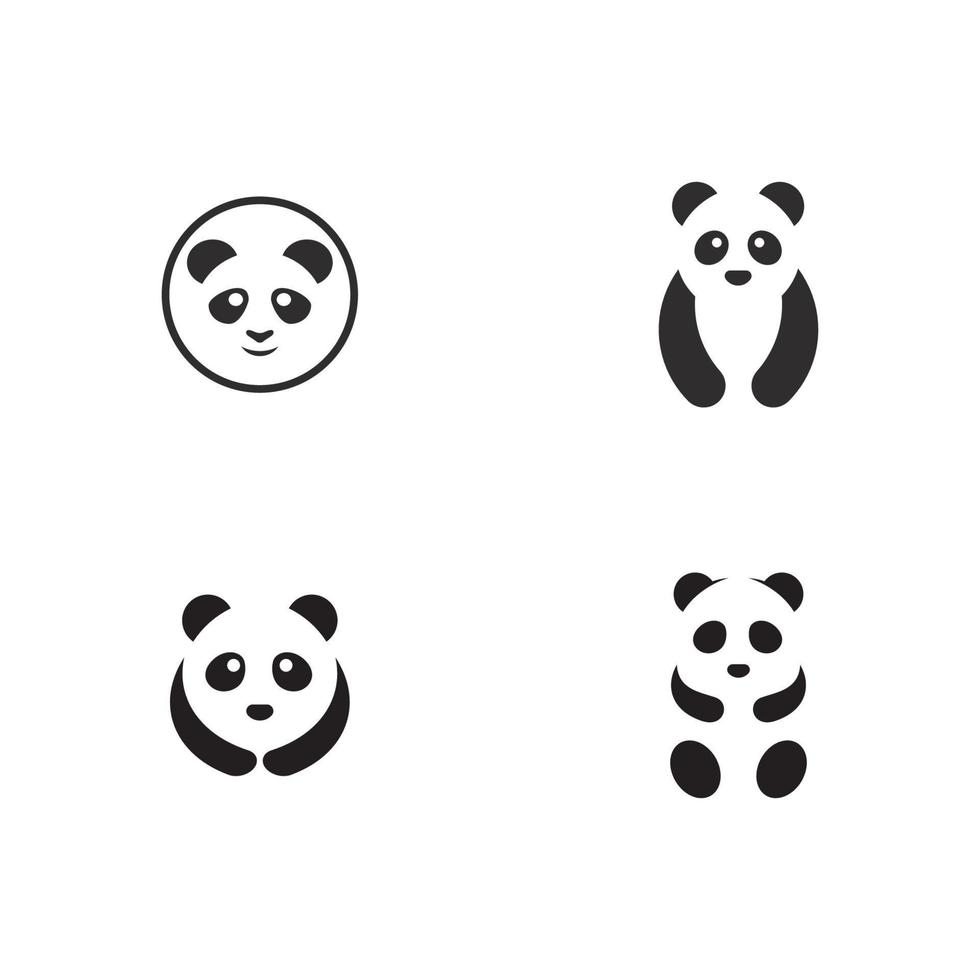 Cute panda logo template vector icon illustration