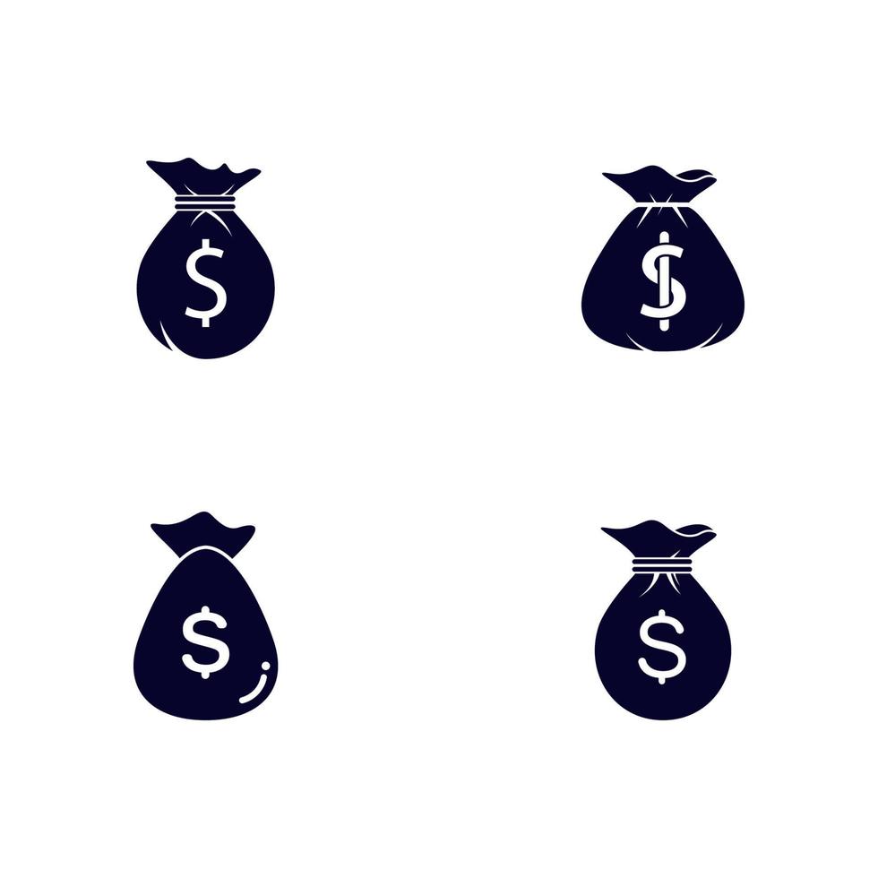 símbolo de signo aislado de ilustración de icono de bolsa de dinero. logotipo vectorial de la bolsa de dinero. diseño plano vector