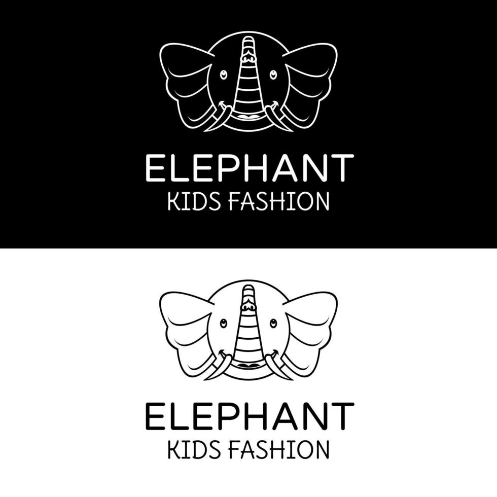 linda sonrisa de cara de elefante con orejas grandes para un diseño de logotipo de marca de moda infantil simple vector