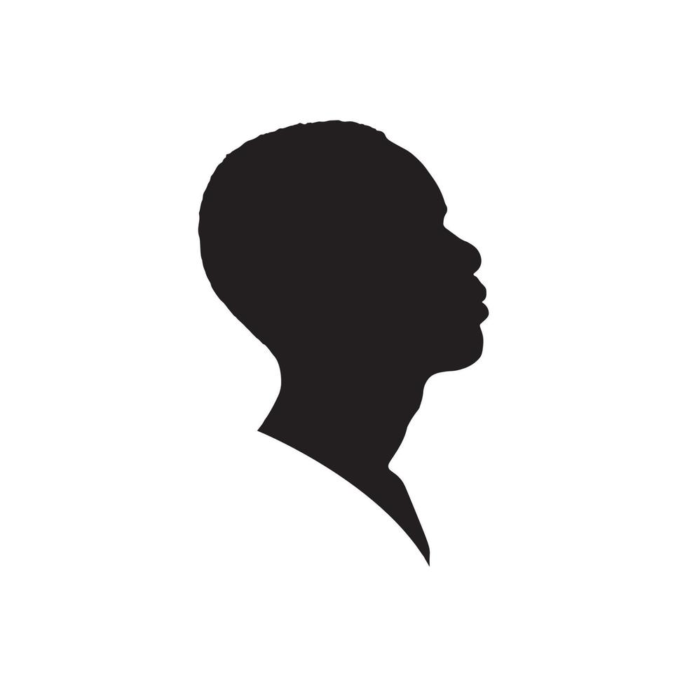 hombre africano, vista lateral, cara, silueta vector