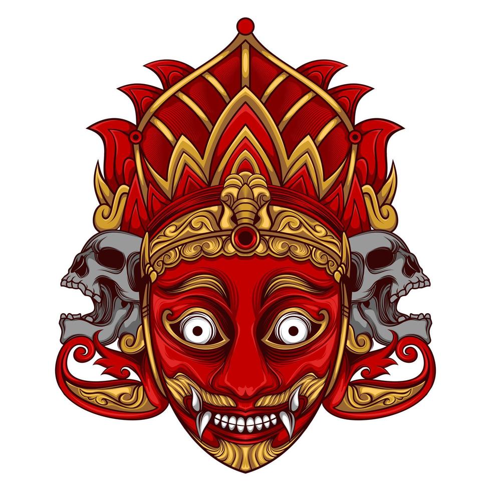 Klana sewandana mask and skull vector illustration