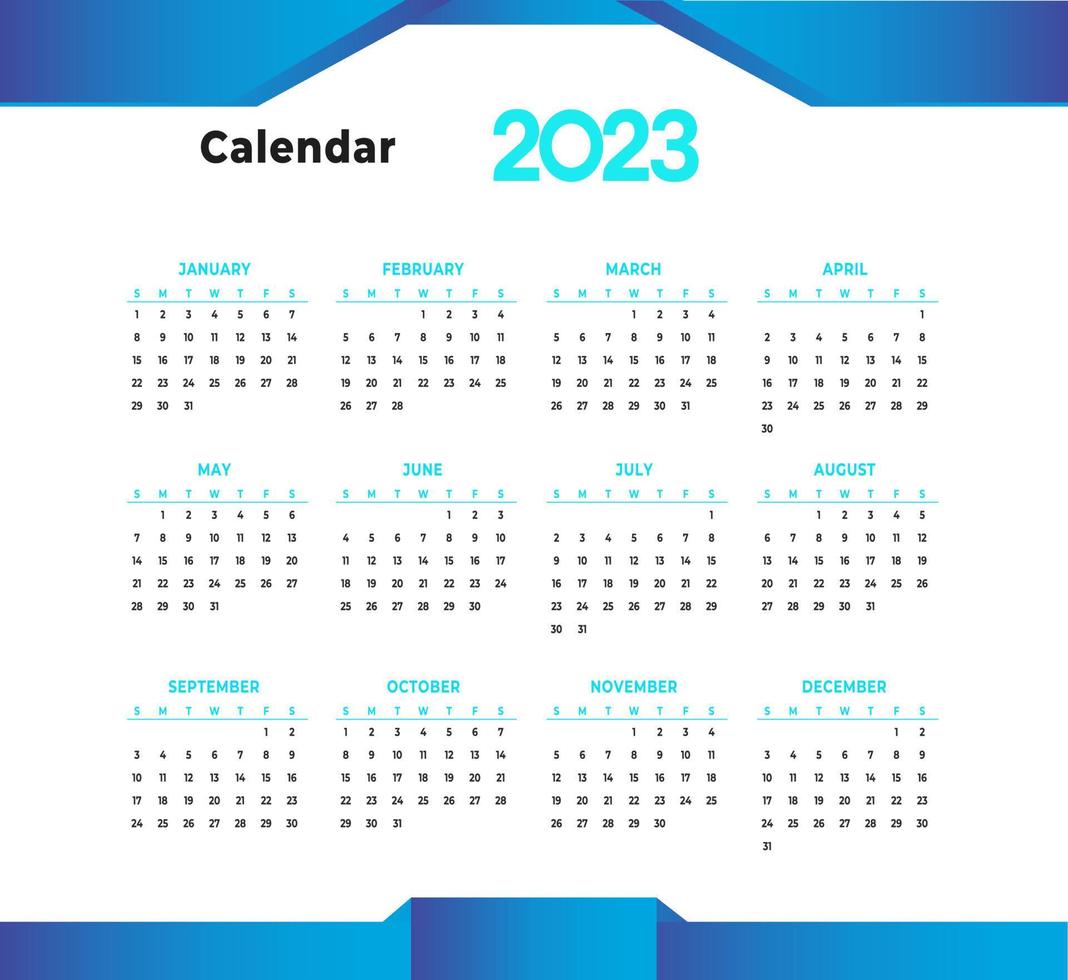 Diseño de plantilla de calendario de pared y mesa 2023 vector