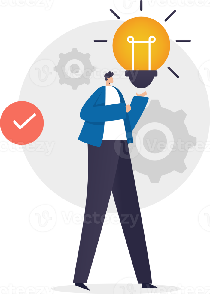 Businessman person with light bulb idea. png