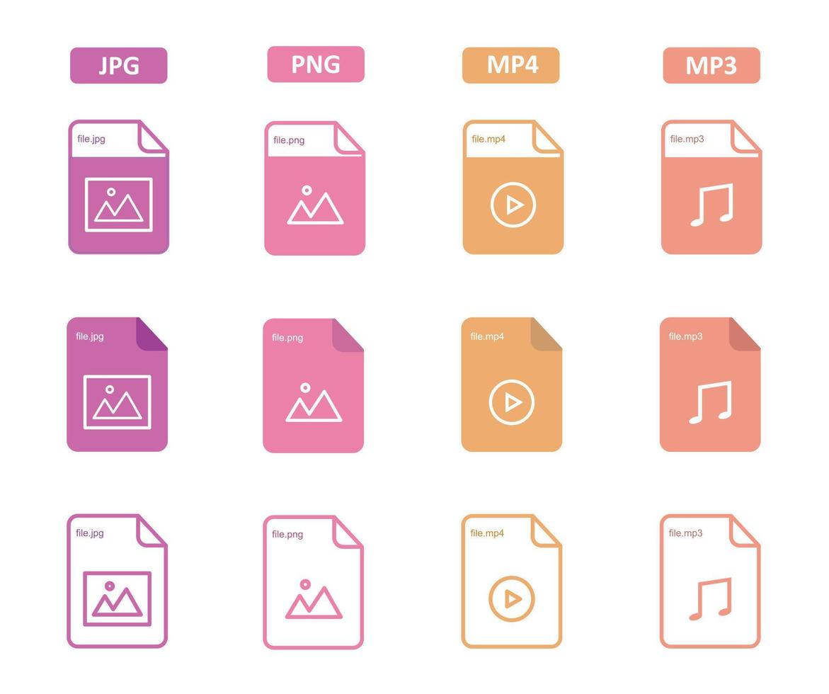 JPG PNG MP4 MP3 ICON SYMBOL vector