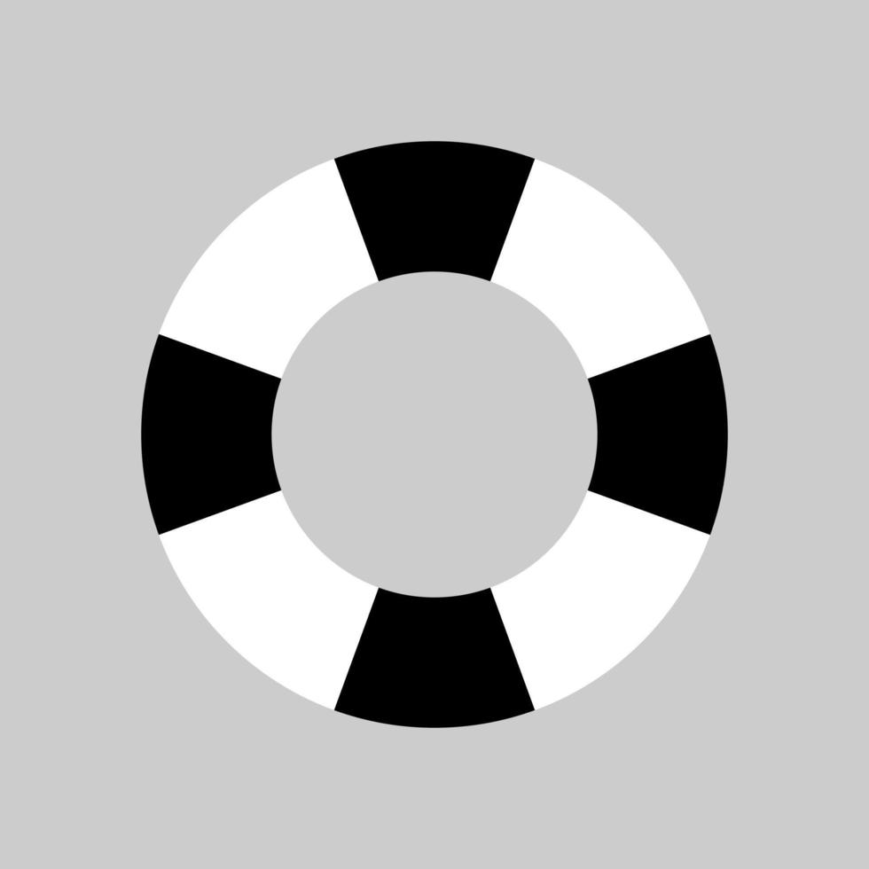 Black and white swim ring, swimming ring, life buoy icon in flat style design isolated on grey background. vector