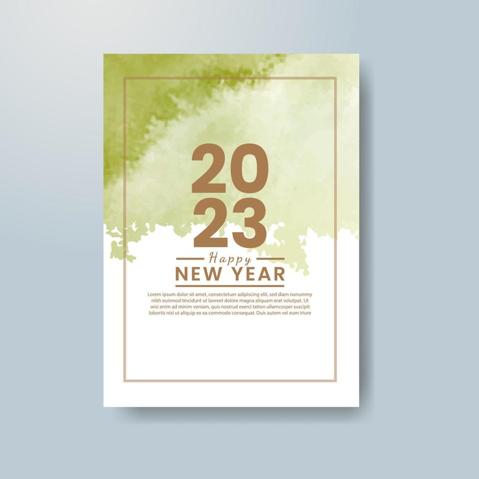 Happy new year 2023 card template with watercolor background vector