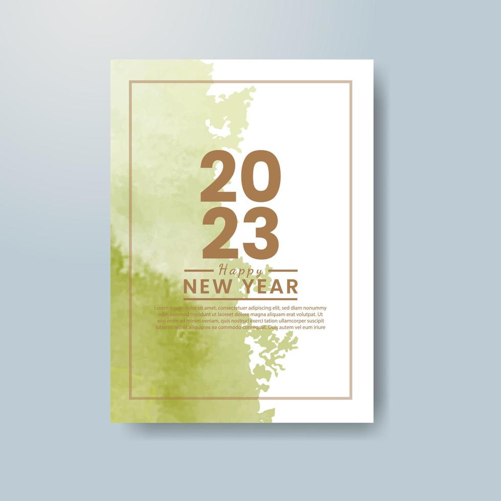 Happy new year 2023 card template with watercolor background vector