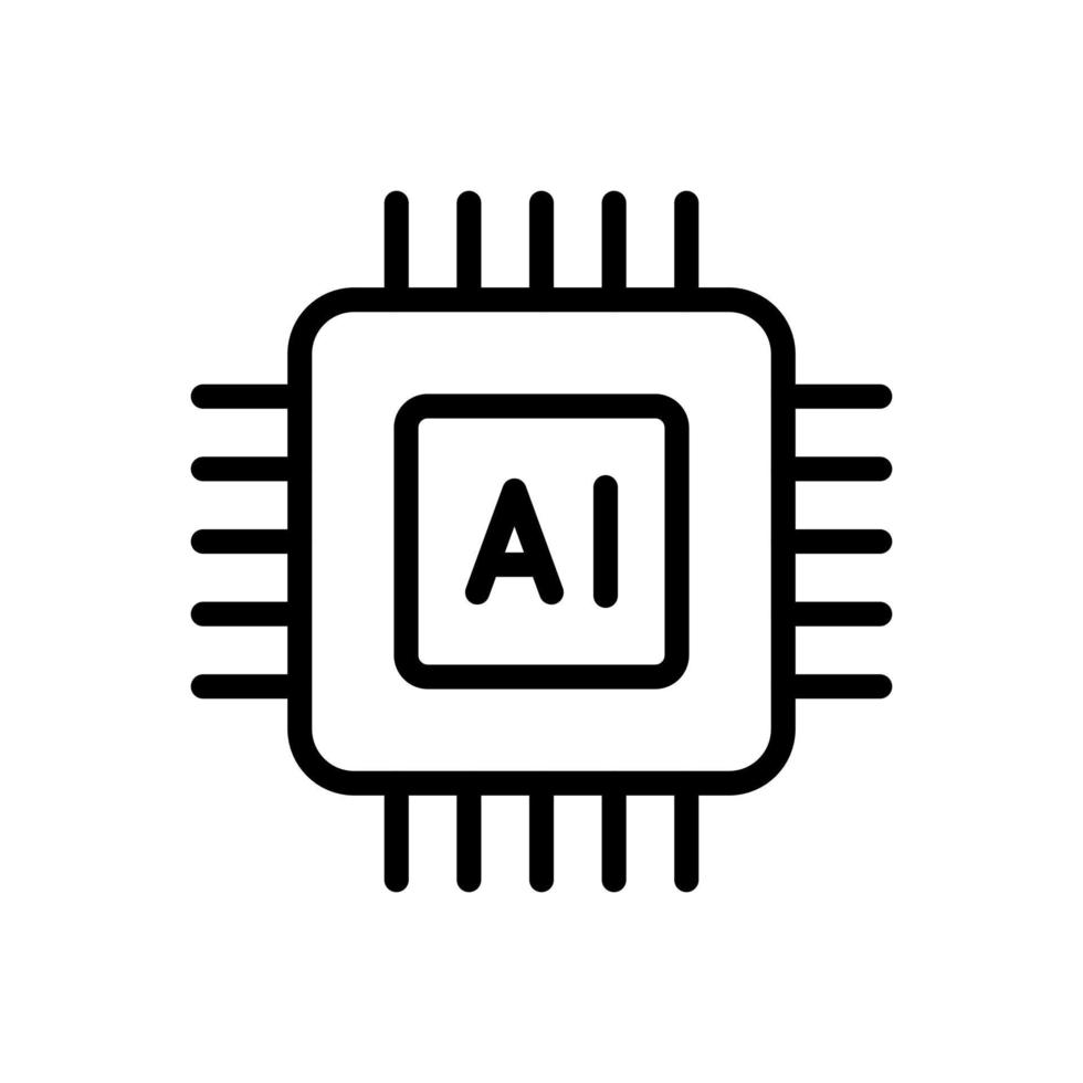 Ai chip icon in line style design isolated on white background. Editable stroke. vector